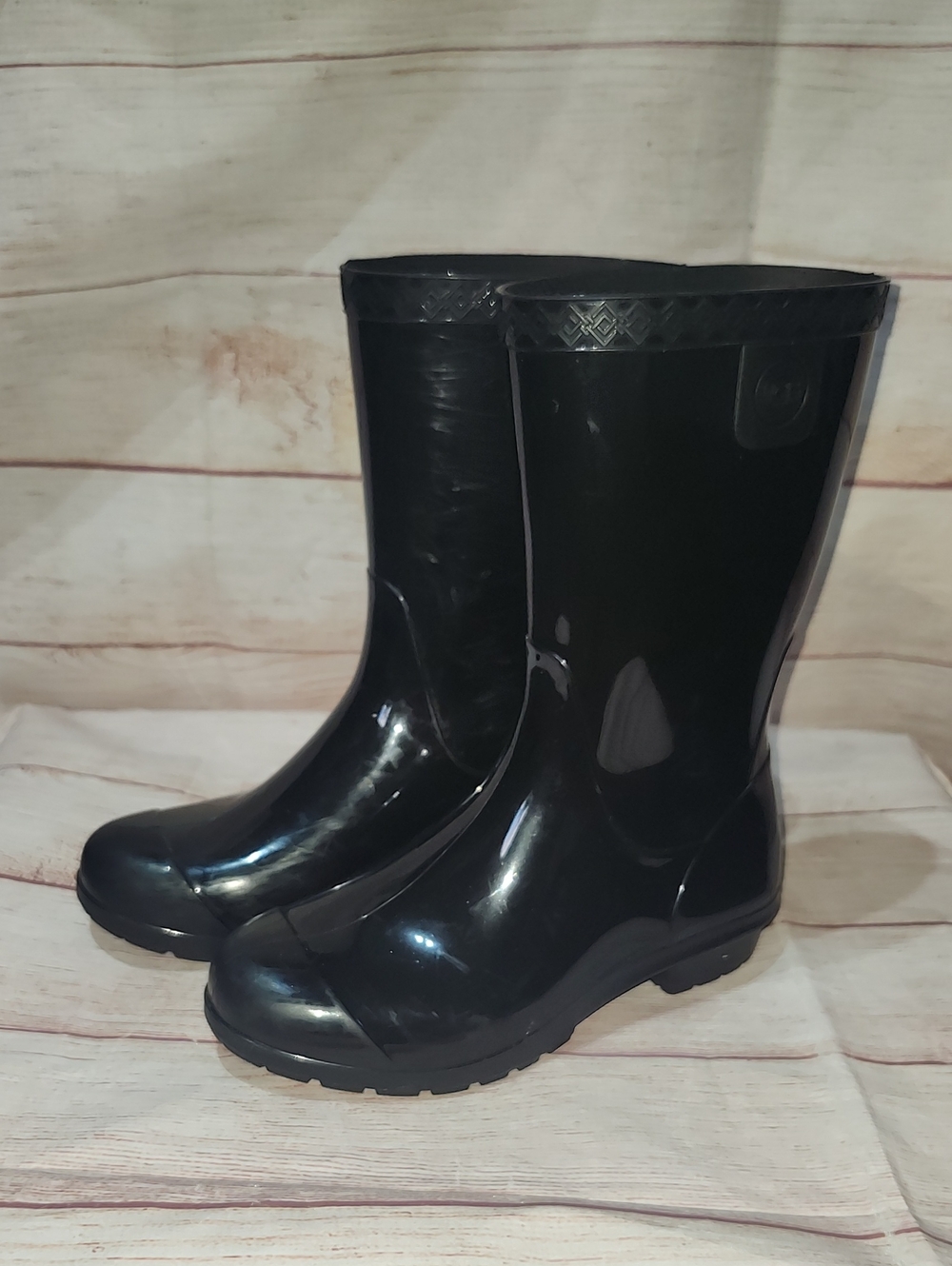 UGG Kids Black Glossy Rain Boots